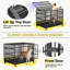 Cage à chien pliante noire en métal avec plateau amovible, cage à l'épreuve des fuites avec roues verrouillables et verrous robustes-365510772