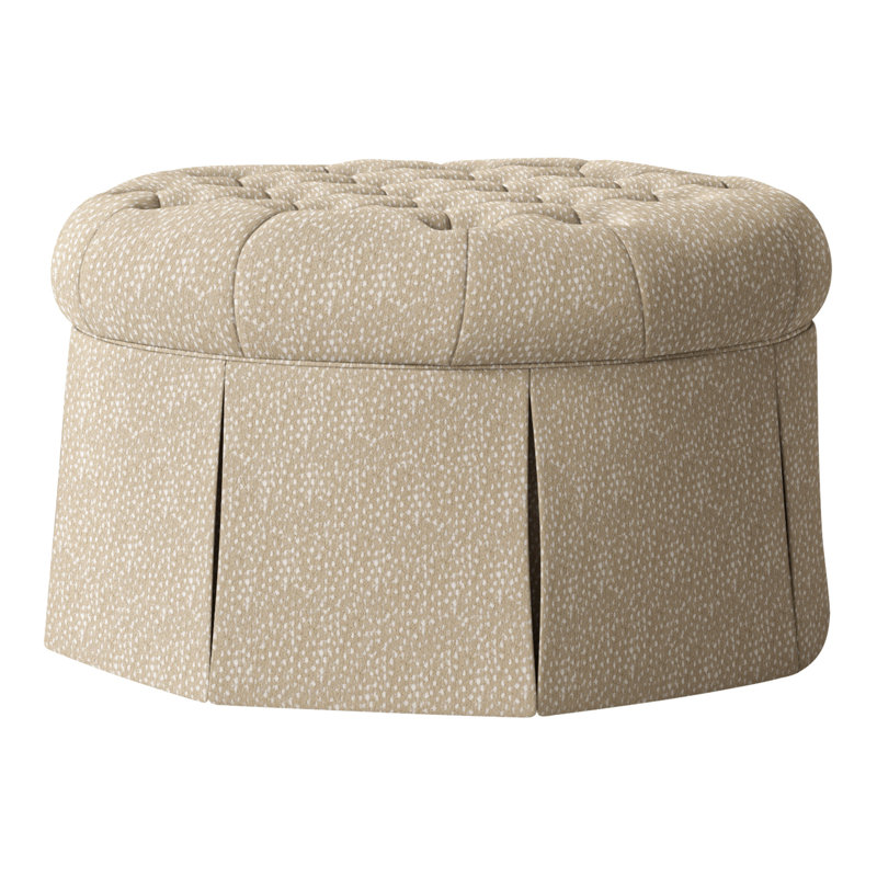 Repose-pieds cocktail capitonné rond 35 po Alma, Périgold Scardino albâtre