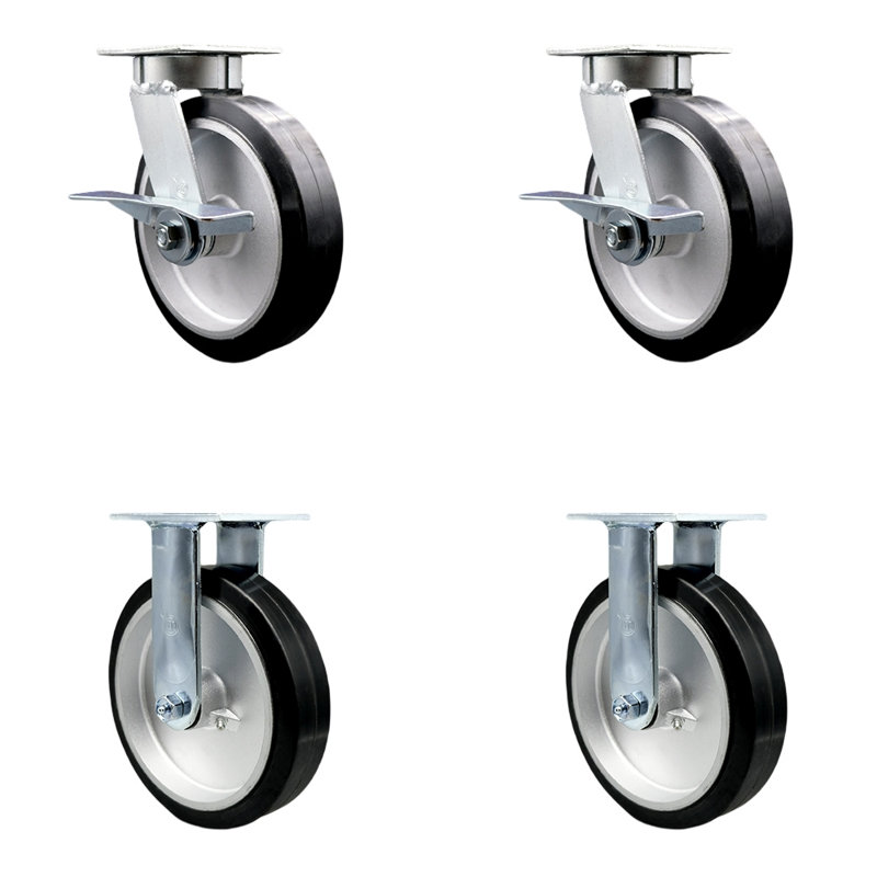 Ensemble de roulettes en caoutchouc sur aluminium 4 pièces Kingpinless