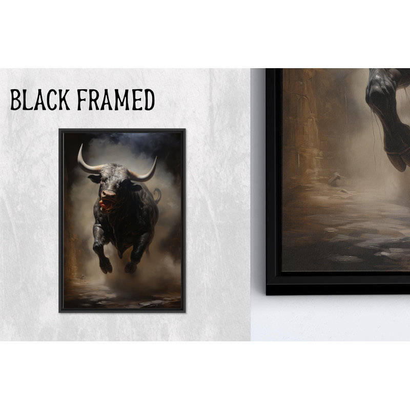 Art animalier sur toile sauvage: Imprimé homme, décor de grotte pour espaces modernes, 1P BlackFramedCanves