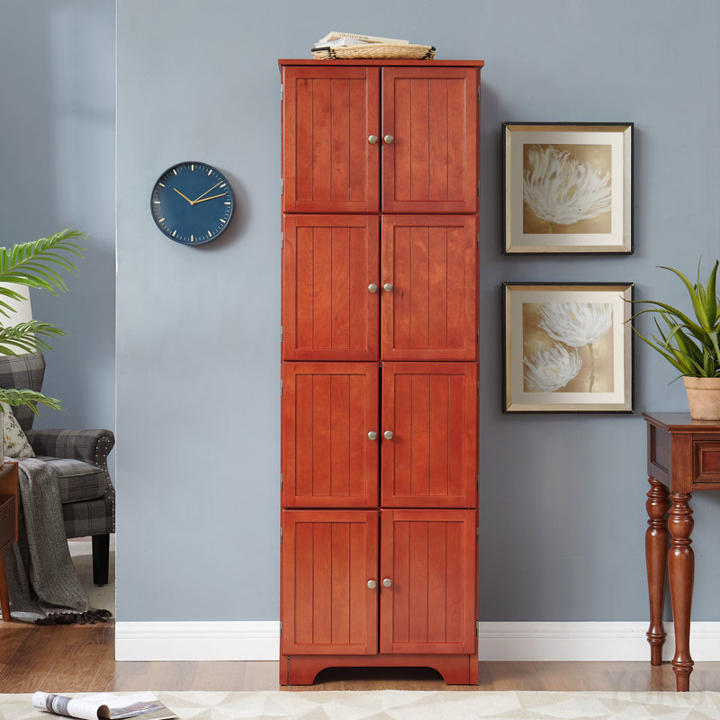 Armoire de rangement 72,4 po de hauteur, 8 portes, 4 tablettes - standard, Cherry