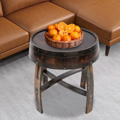 Round Barrel-Style Side Table End Table