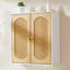 Armoire de salle de bain murale avec panneau de porte cannelé et tablette réglable, chêne blanc et naturel, 1 pièce-1011127682