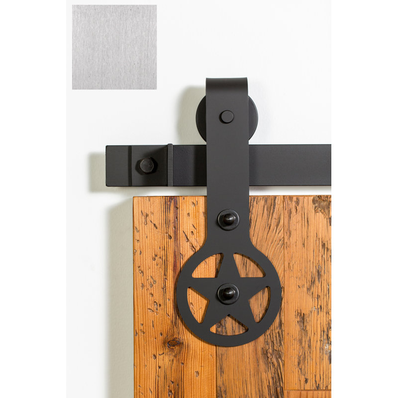 Ensemble de quincaillerie de porte de grange simple standard de qualité supérieure Ranger, 84 po, Acier inoxydable brossé