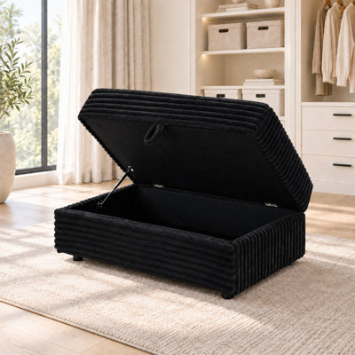41" Oversized Corduroy Storage Ottoman, Upholstered Footstool with Hidden Storage, Plush Tufted Ottoman Bench for Living Room, Bedroom, Apartment and Office