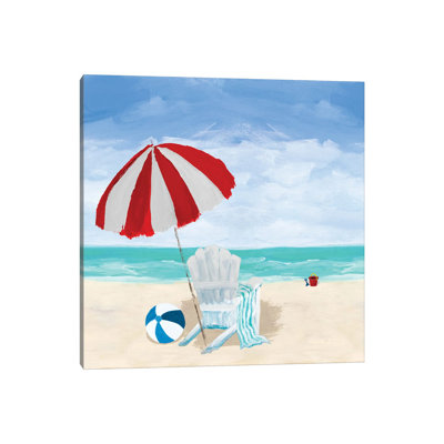 " Beach Chair With Umbrella " by Julie Derice Painting Print