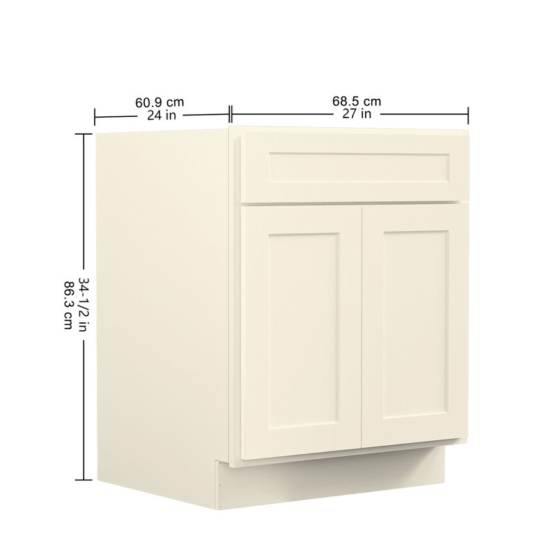 Armoire de cuisine antique blanche 27 x 24 x 34,5, assemblée sans effort, spacieuse avec 1 porte et tablettes réglables, base en contreplaqué robuste à fermeture douce et silencieuse 27 po x 24 po x 34,5 po, prêt à assembler, rangement abondant