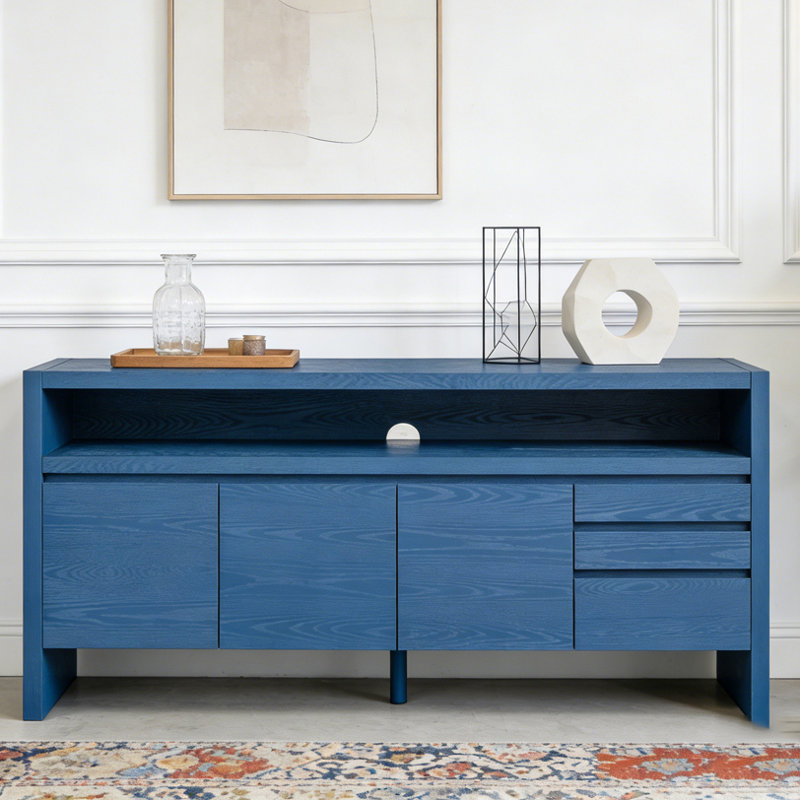 60" 3-Door Sideboard with 3 Drawers, Navy Blue