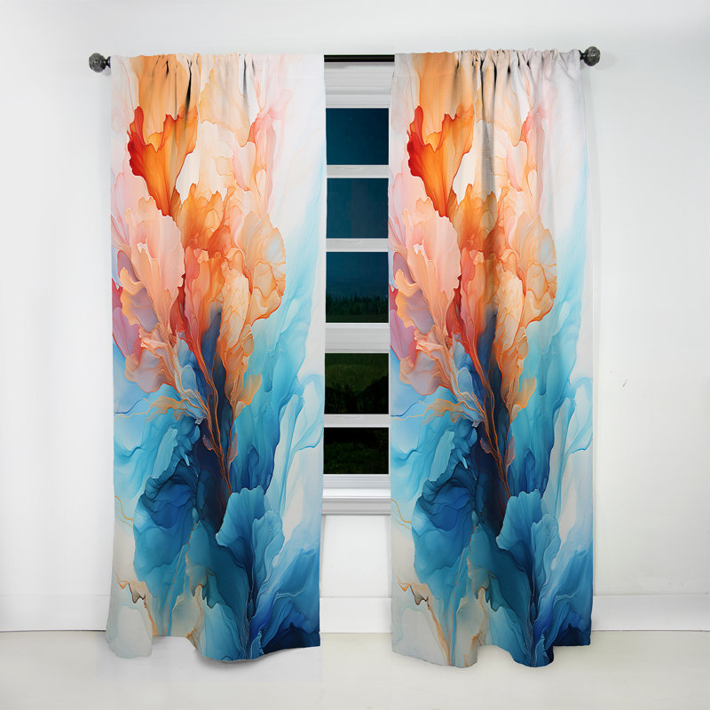 Multicolor Geometric Whispers Tides III - Minimalism Abstract Room Darkening Curtain - 1 Panels, 52" W x 120" L