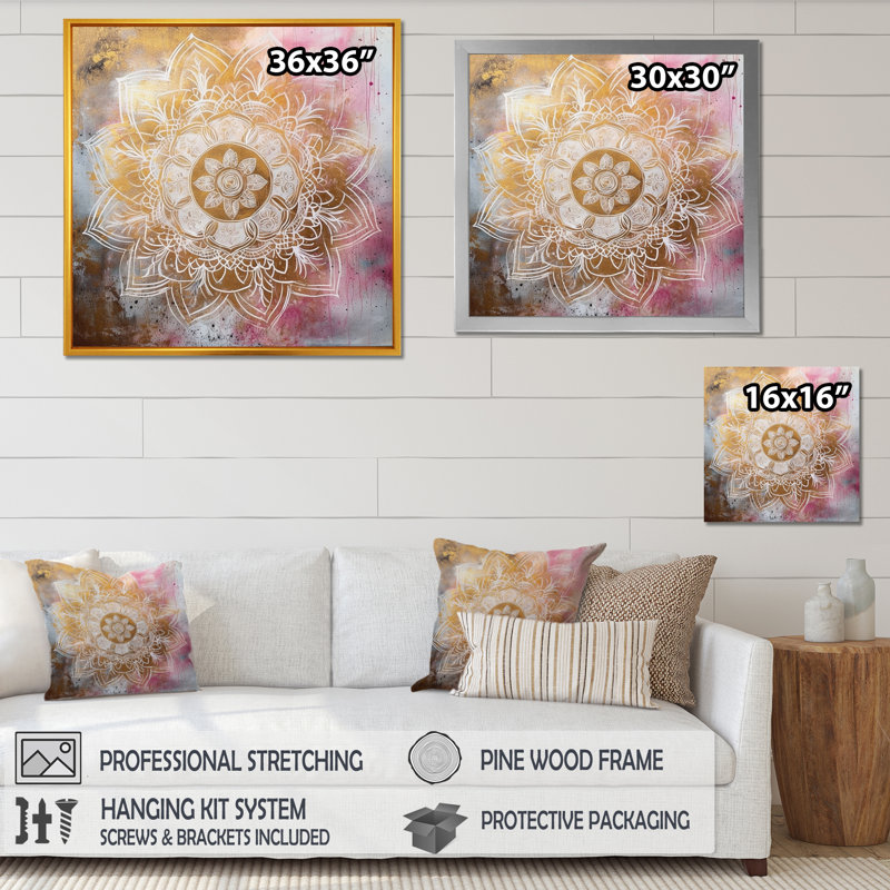 Mandala doré rose I - impression, Toile tendue, 16" H x 16" W