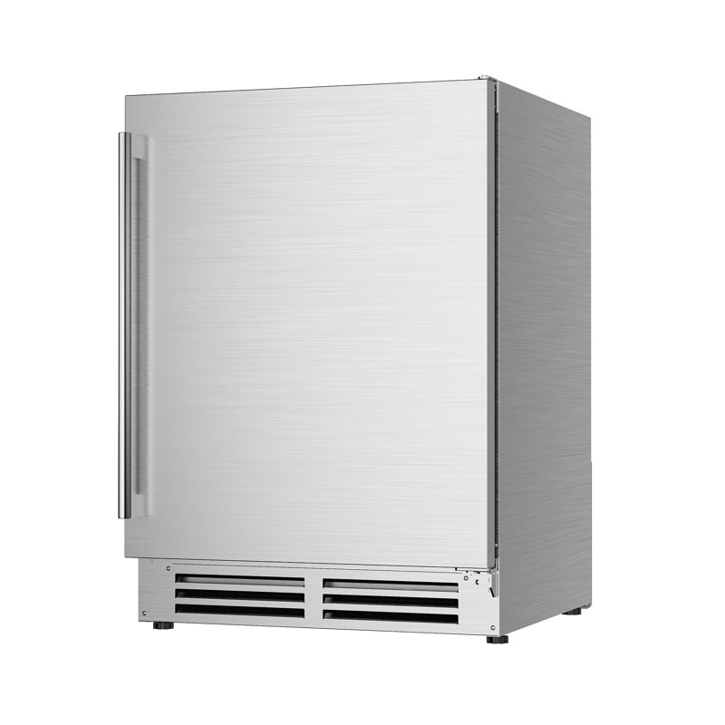 Coolake 24″ Outdoor Beverage Refrigerator Cooler, Stainless Steel Under Counter Fridge For 180 Cans, Built-in Or Freestanding Weather Proof Beverage Cooler For Beer Soda Wine, Patio Backyard Kitchen
