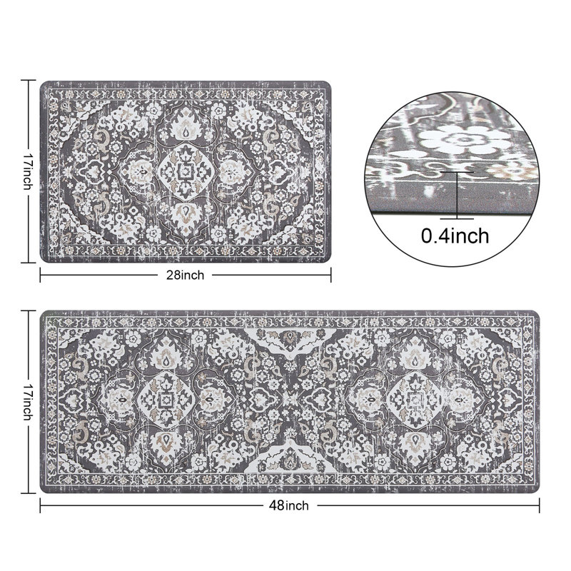 Bungalow Rose Jainiyah Anti-Fatigue Non-Skid Waterproof Kitchen Mat (Set of 2)