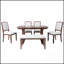 Ensemble de table de salle à manger extensible en bois 6 pièces avec rallonge amovible, chaises rembourrées et banc pour une assise confortable-1633608760-1633608903