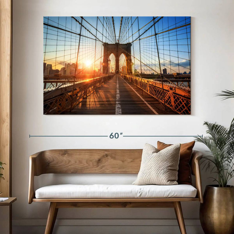 Ravi Sunlit Brooklyn Bridge, H 34 po x l 51 po