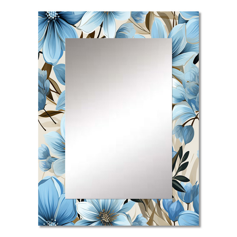 Motif floral Ayotomiwa Blue Coastal Harmony - miroir mural floral, 32 po x 24 po
