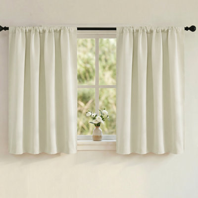 Blackout Curtains for Bedroom, Home Decorations Thermal Insulated Solid Rod Pocket Blackout Drapes for Cafe (Beige, One Pair)
