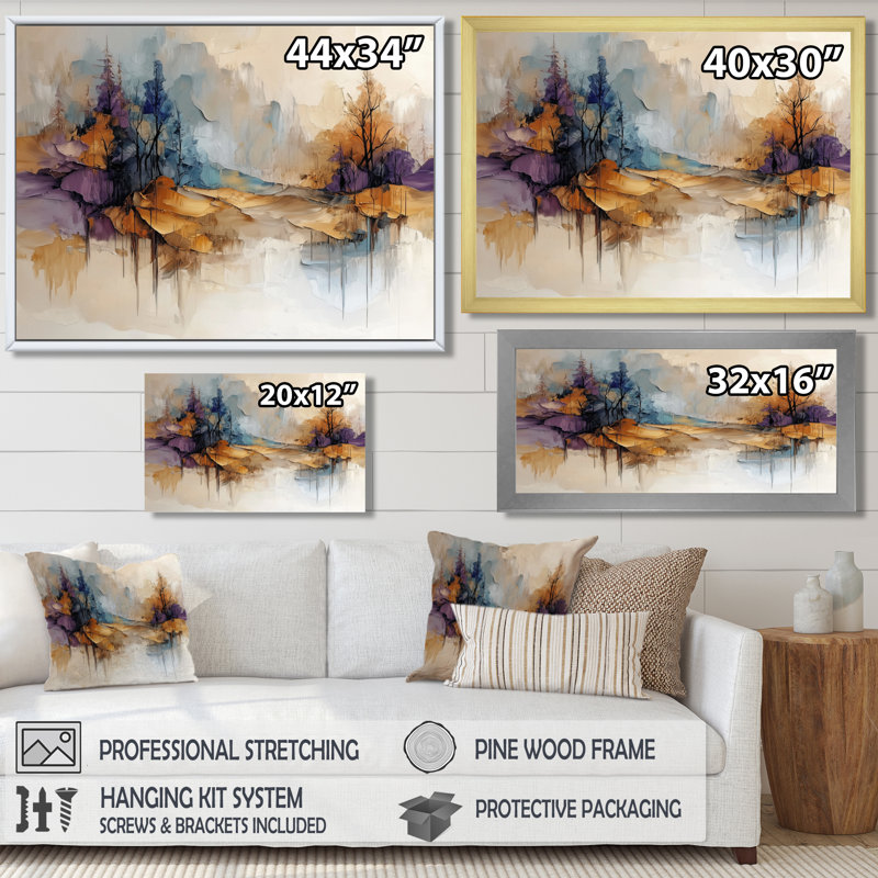 Ol marii, horizon flou de l'illusion dorée I - forêt, art mural, Brun, Cadre flottant, H 24 po x l 32 po