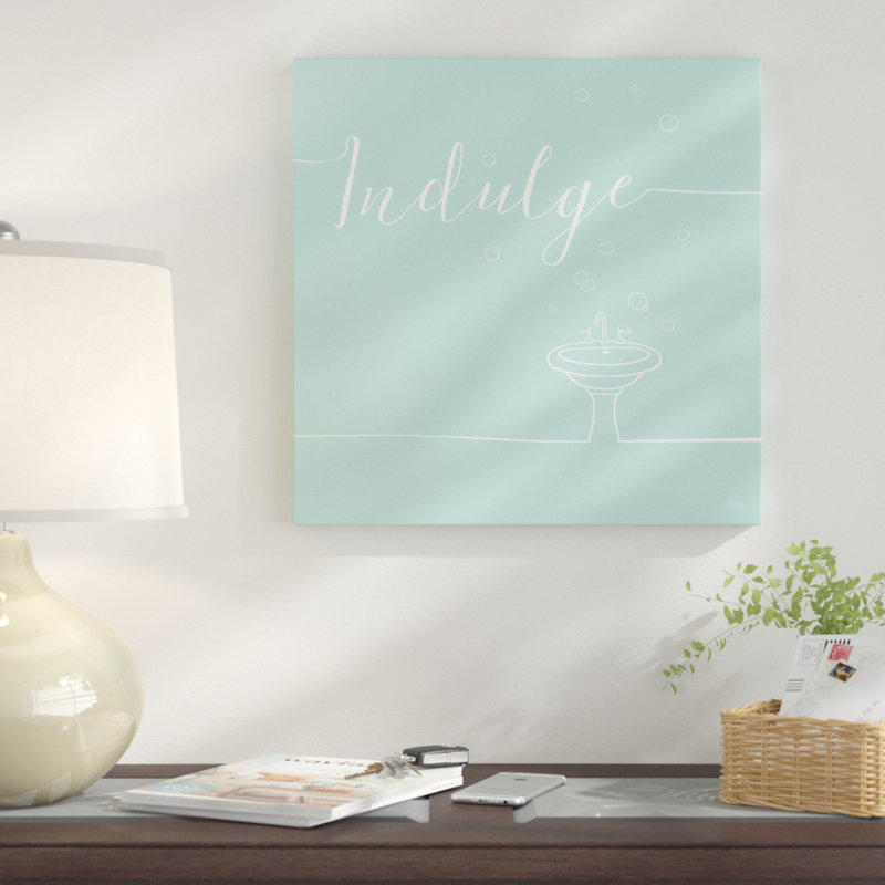 «Underline Bath VII Teal», art textuel, H 18 po x l 18 po x P 1 po, Toile tendue