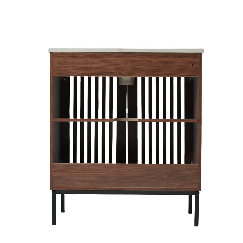 Meuble-lavabo moderne brun foncé 30 po
