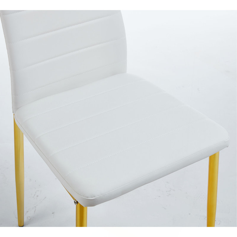 Ensemble de 4 chaises, chaise couleur, siège blanc, Doré, Blanc