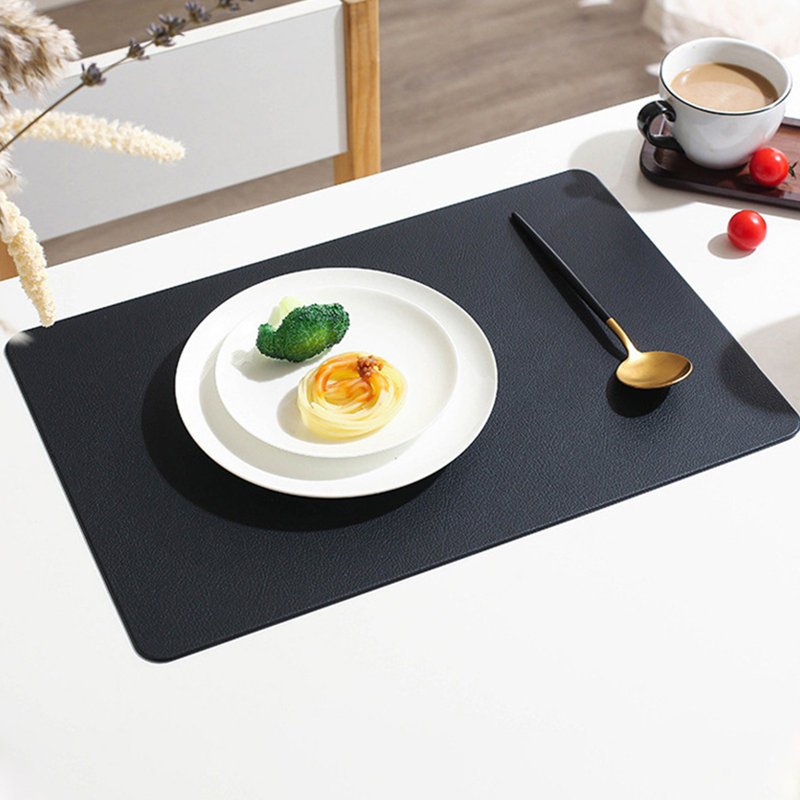 Napperons rectangulaires en cuir et napperon, Black