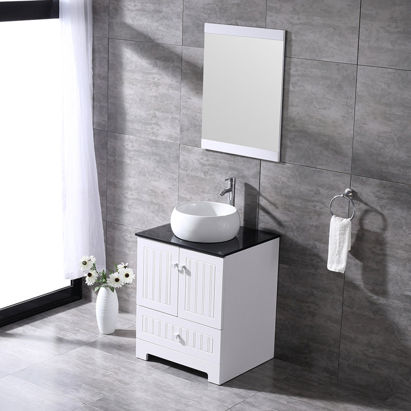 Ensemble de meuble-lavabo simple 25 po avec miroir et lavabo Brandia