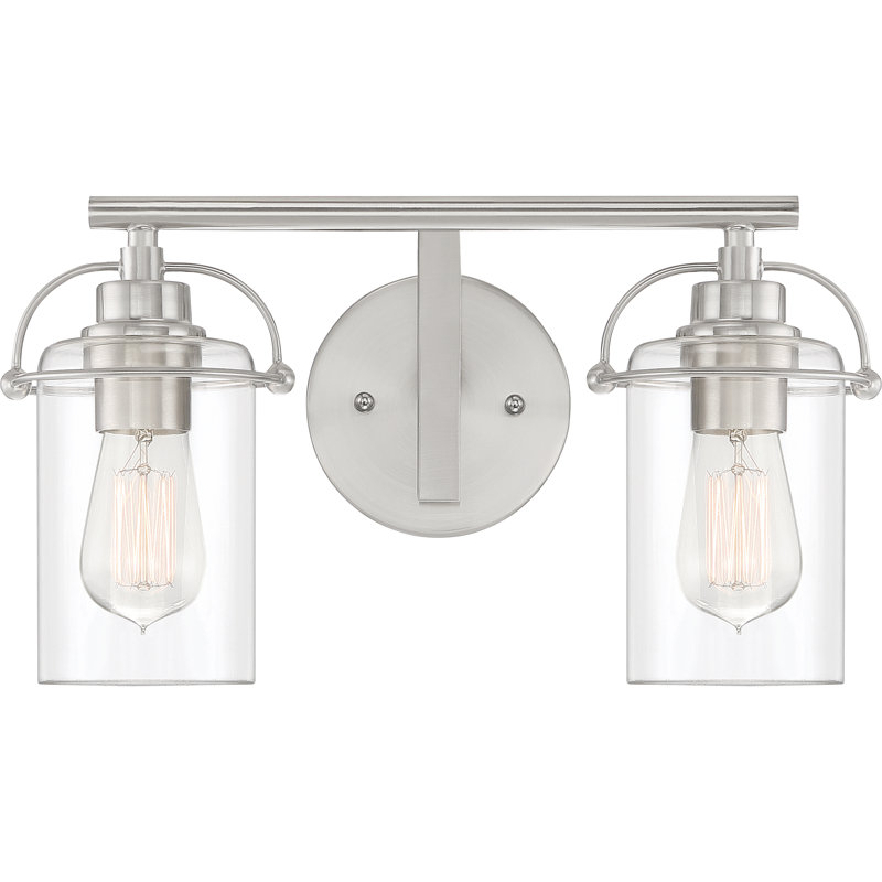 Éclairage pour salle de bain à intensité variable 2 lumières Pina, Nickel brossé