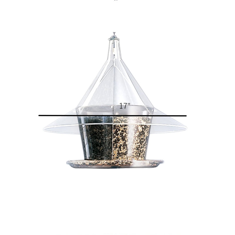 Mangeoire d'oiseaux sauvages avec séparateurs et écureuil Arundale Sky Cafe, capacité de 1,5 gallon, Clear