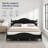 Retro Style King Size Platform Bed Frame with Headboard, Solid Wood Slats Support Bed Frame