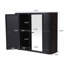 Armoire de salle de bain murale avec miroir, 2 portes en miroir et tablette ouverte, armoire de rangement en métal de style campagnard avec compartiment ouvert pour meuble-lavabo-112755023