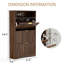 Armoire à chaussures 54,4 po en noyer à 3 tiroirs pour vestibules étroits-766631338