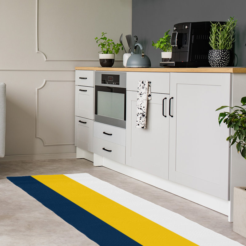 Tapis bleu/jaune, Tapis de couloir 2 pi 6 po x 8 pi
