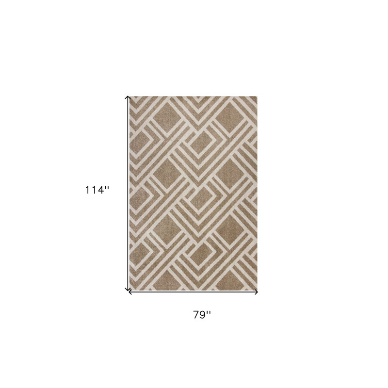 Tapis intérieur / extérieur beige et ivoire, Rectangle 7 pi x 10 pi