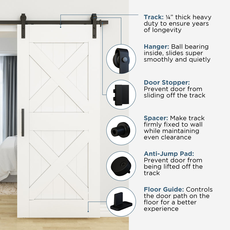 96" Matte Black Steel Barn Door Hanger Kit