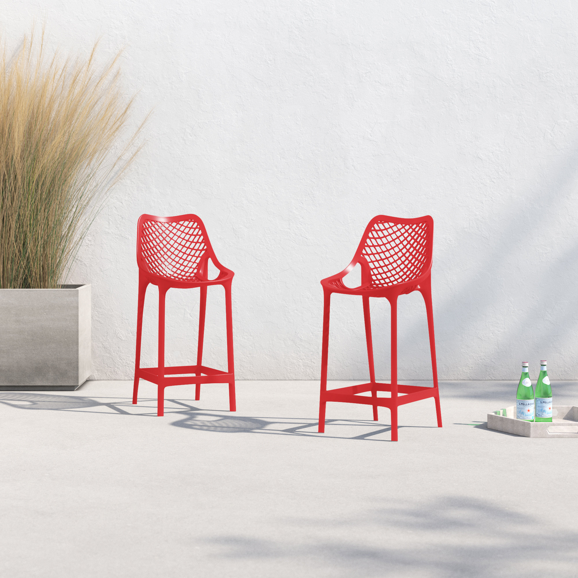 Farrah Patio Bar Stool, 25.6", Red
