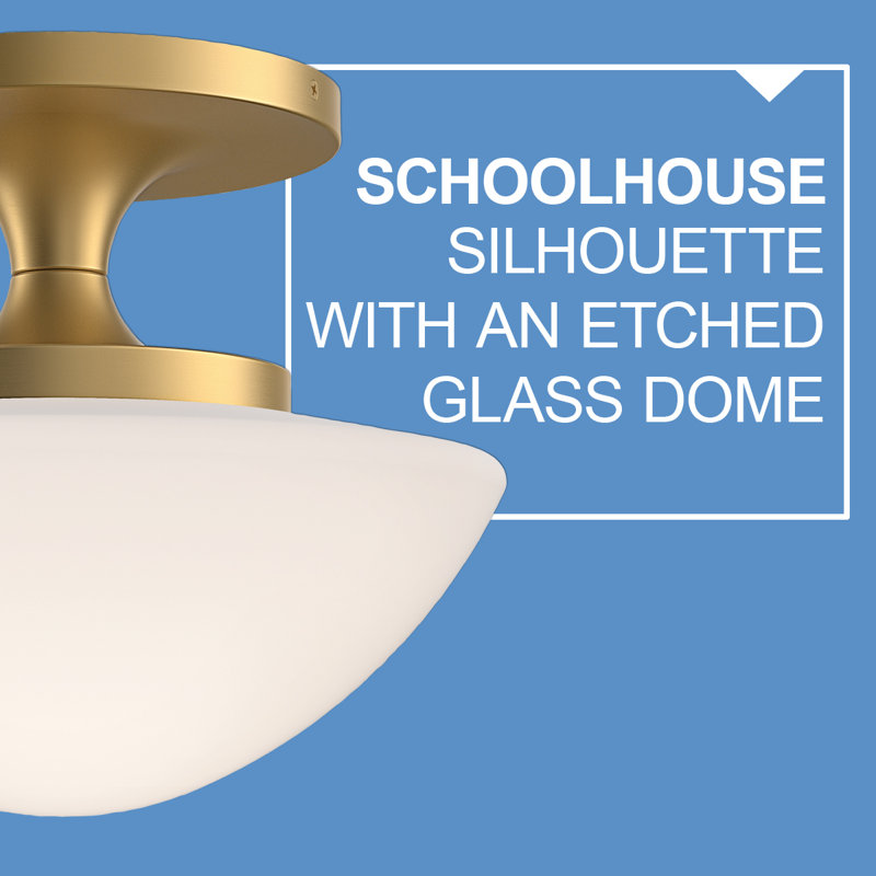 Hinkley Knox Semi-Flush Mount Schoolhouse Ceiling Light, Lacquered Brass