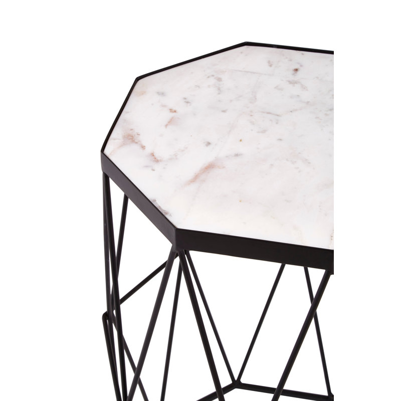 Octagonal Black Finish Side Table