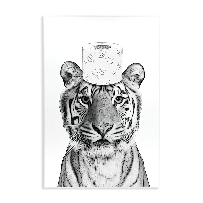 Art mural sur papier hygiénique en forme de tigre par Annalisa Latella, H 15 po x l 10 po x P 0,5 po, Mdf