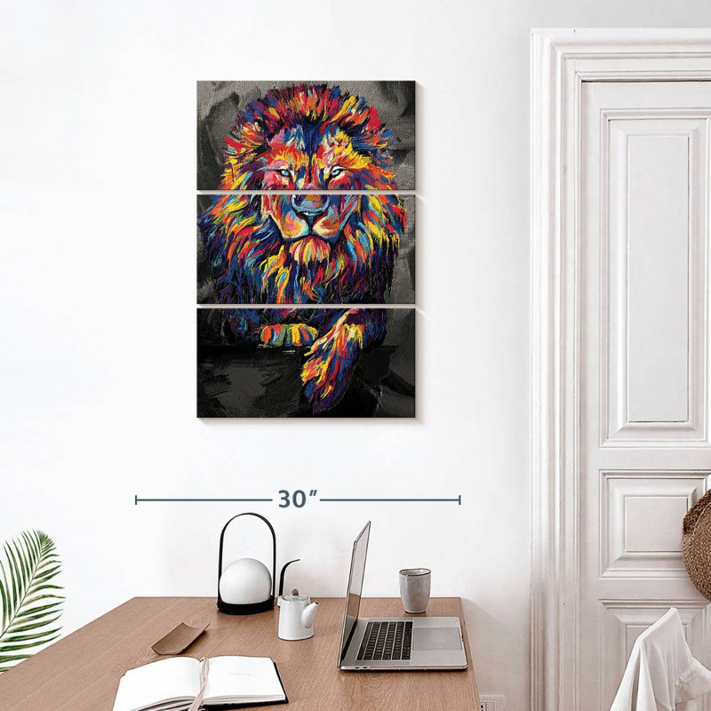 Brampt Lion Lounge couleur abstraite, H 32 po x l 20 po