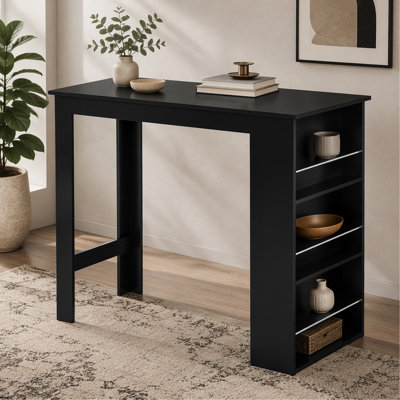 Table de salle à manger à hauteur de comptoir moderne avec 3 tablettes de rangement pour la cuisine, la salle à manger et le salon, noir