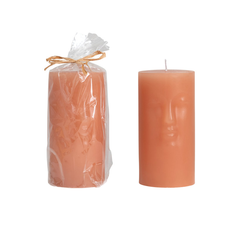 Bougie pilier sans parfum, Rose, H 6 po x l 3 po x P 3 po