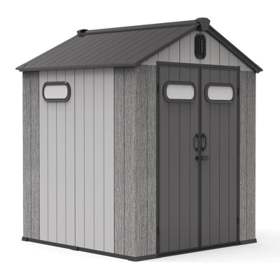 Resin Outdoor Storage Shed With Lockable Door, Waterproof Outside Sheds With Windows & Vents, Heavy-Duty Plastic Tool Storage Shed For Patio Furniture