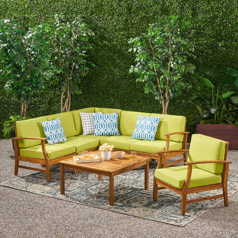 Ensemble modulaire 6 pièces avec coussin Bevens, Vert