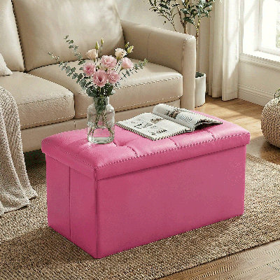 Repose-pieds rembourré avec rangement polyvalent pour la chambre à coucher ou le salon, parfait pour les sièges et l'organisation