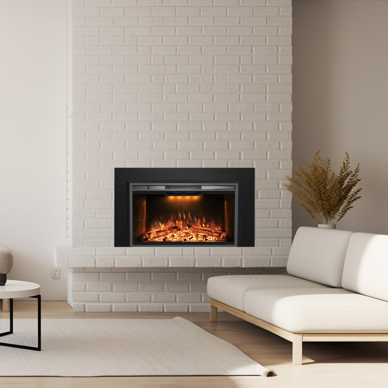 Aadila Electric Fireplace Insert with Trim Kit, 25.70" H x 44.55" W x 8.80" D