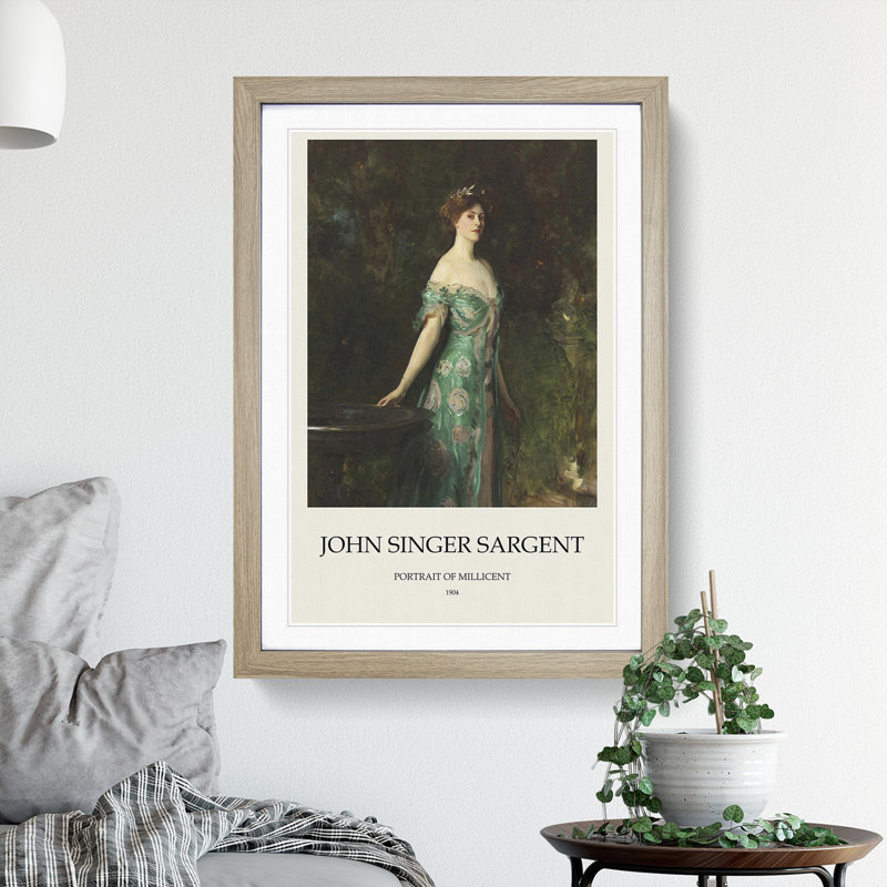 Portrait of Millicent Leveson Print by John Singer Sargent - Framed Print, Oak Framed, 36cm H x 27cm W x 2cm D