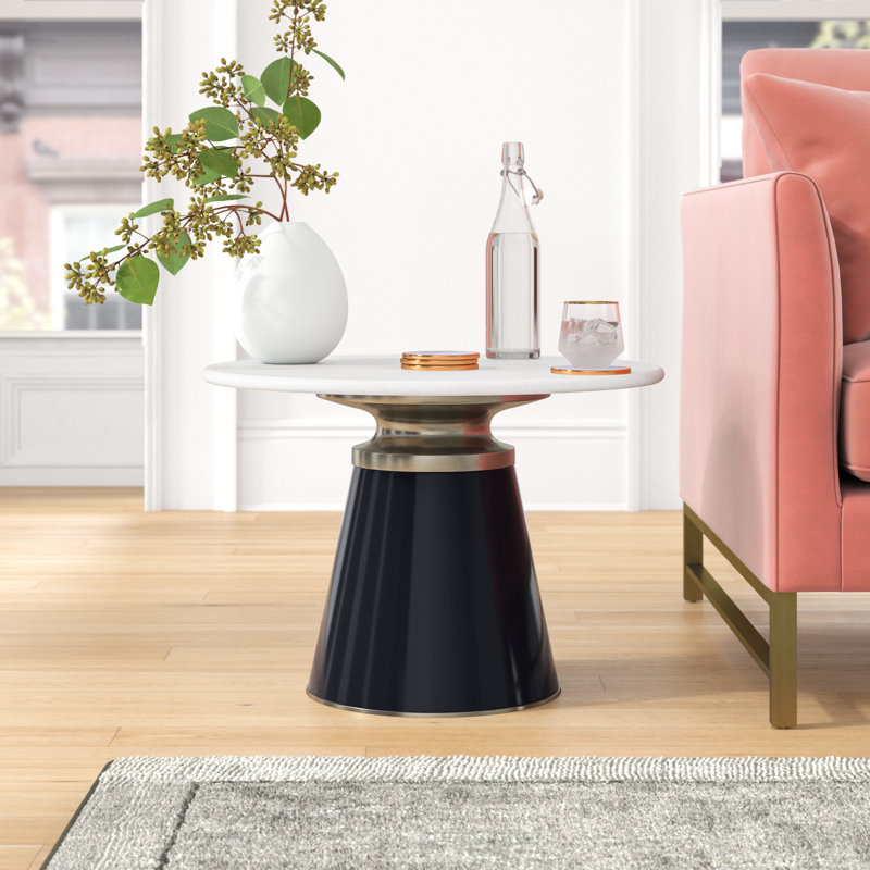 Nebular Round Coffee Table, Black, 17" H x 24" W x 24" D