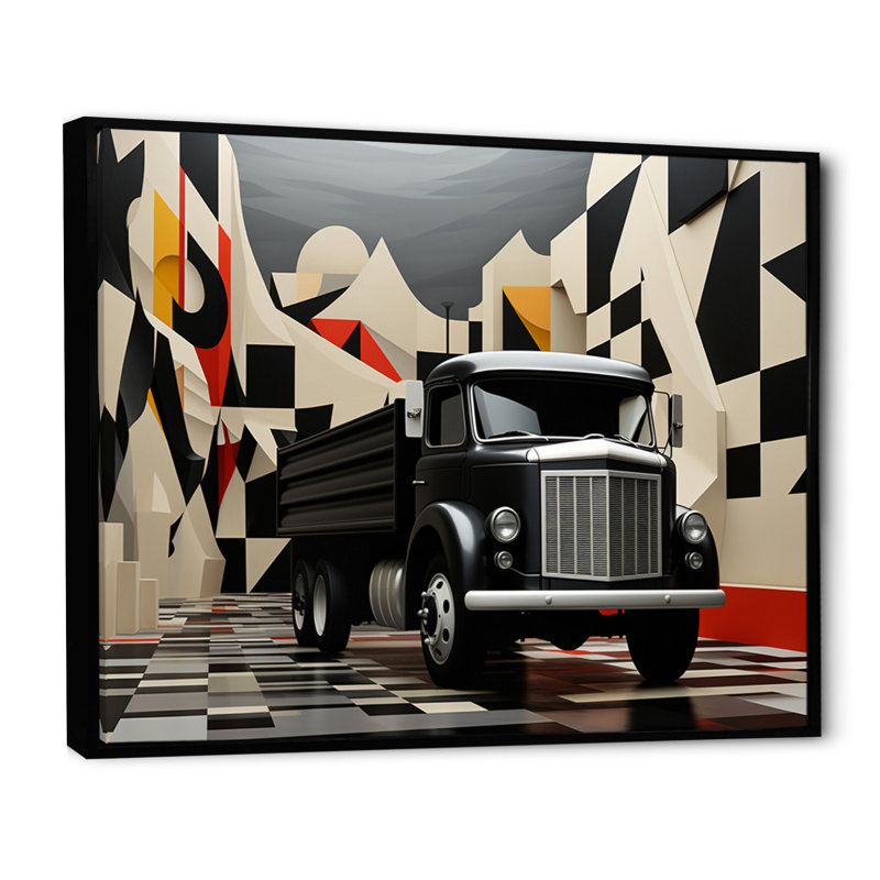 «Truck 53Ft Geometric Momentum I», reproduction sur toile, H 34 po x l 44 po x P 1,5 po, Noir