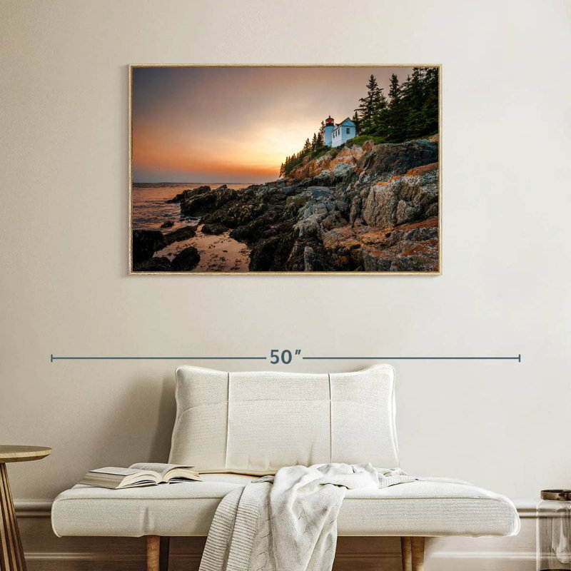 Phare de Bass Harbor, Cadre flottant en bois naturel, 40 po x 27 po