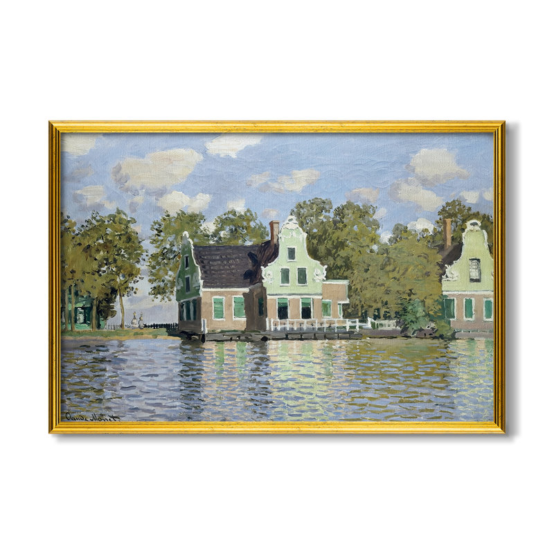 Maisons sur la rivière Zaan à Zaandam, 1871 - Claude Monet - Toile encadrée sur mesure, 24x34 INNER SIZE, Framed Canvas